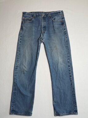 Vintage Levi's 501 Button Fly Straight Jeans Actual Sz 34 X 31 READ DESCRIPTION